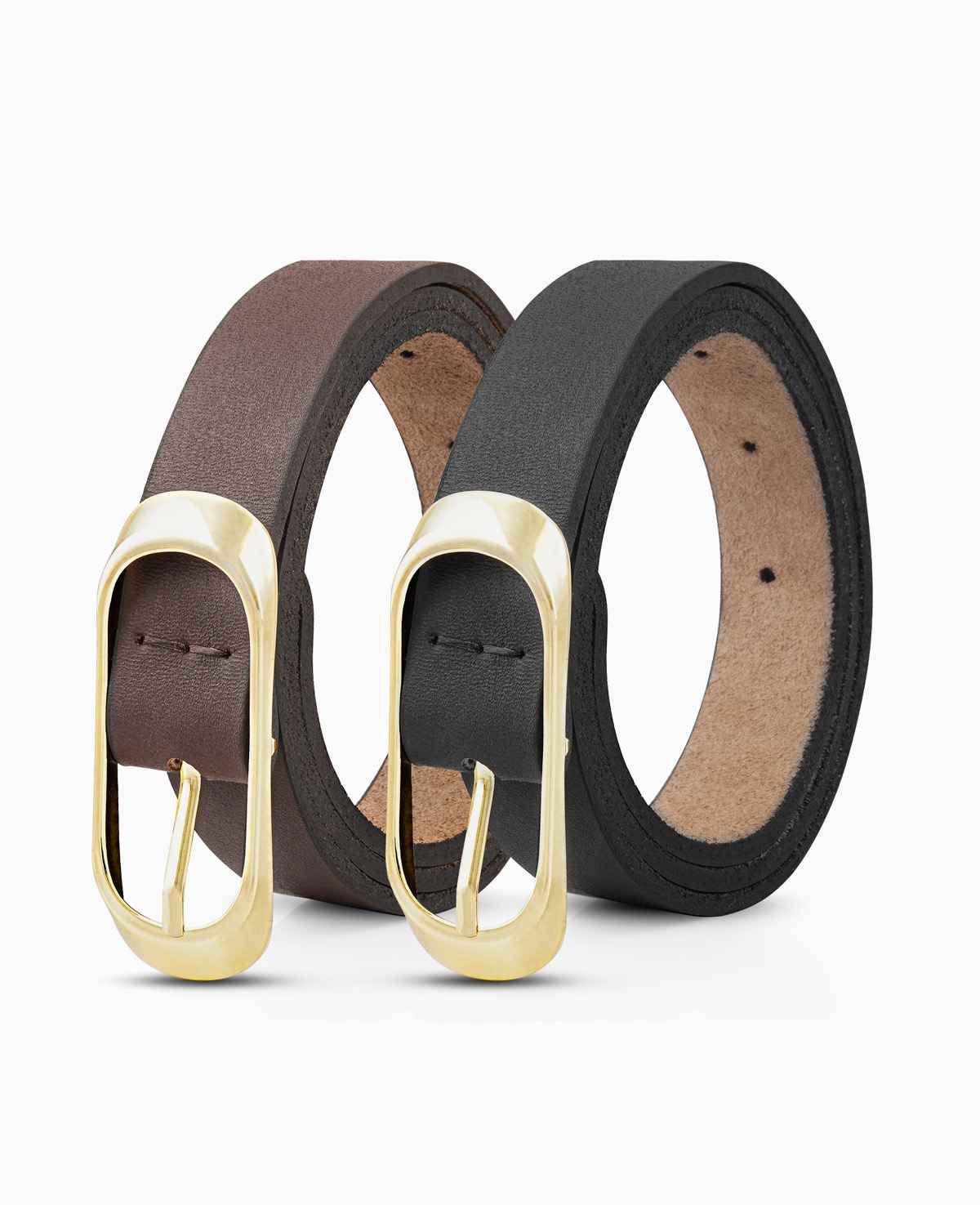 Premium Leather Belt with Gold Buckle